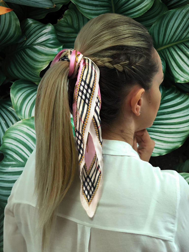 High Ponytail With Braided Accent And Scarf High Ponytail With Braided Accent And Scarf — Second Day Hairstyles 2027