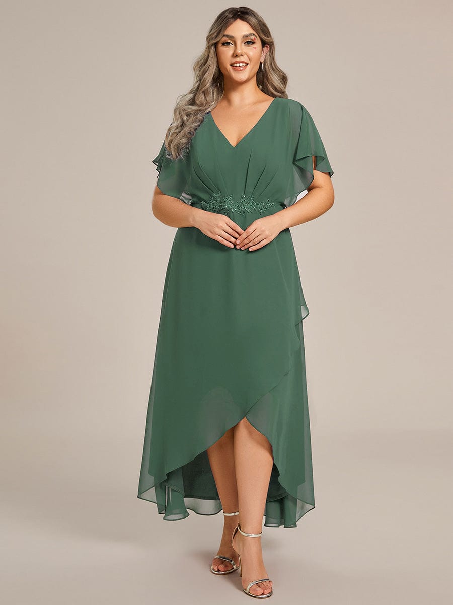 Chiffon Flow: Green Beaded Belt Asymmetrical Midi for Formality Chiffon Flow: Green Beaded Belt Asymmetrical Midi for Formality — Midi Dresses 2027