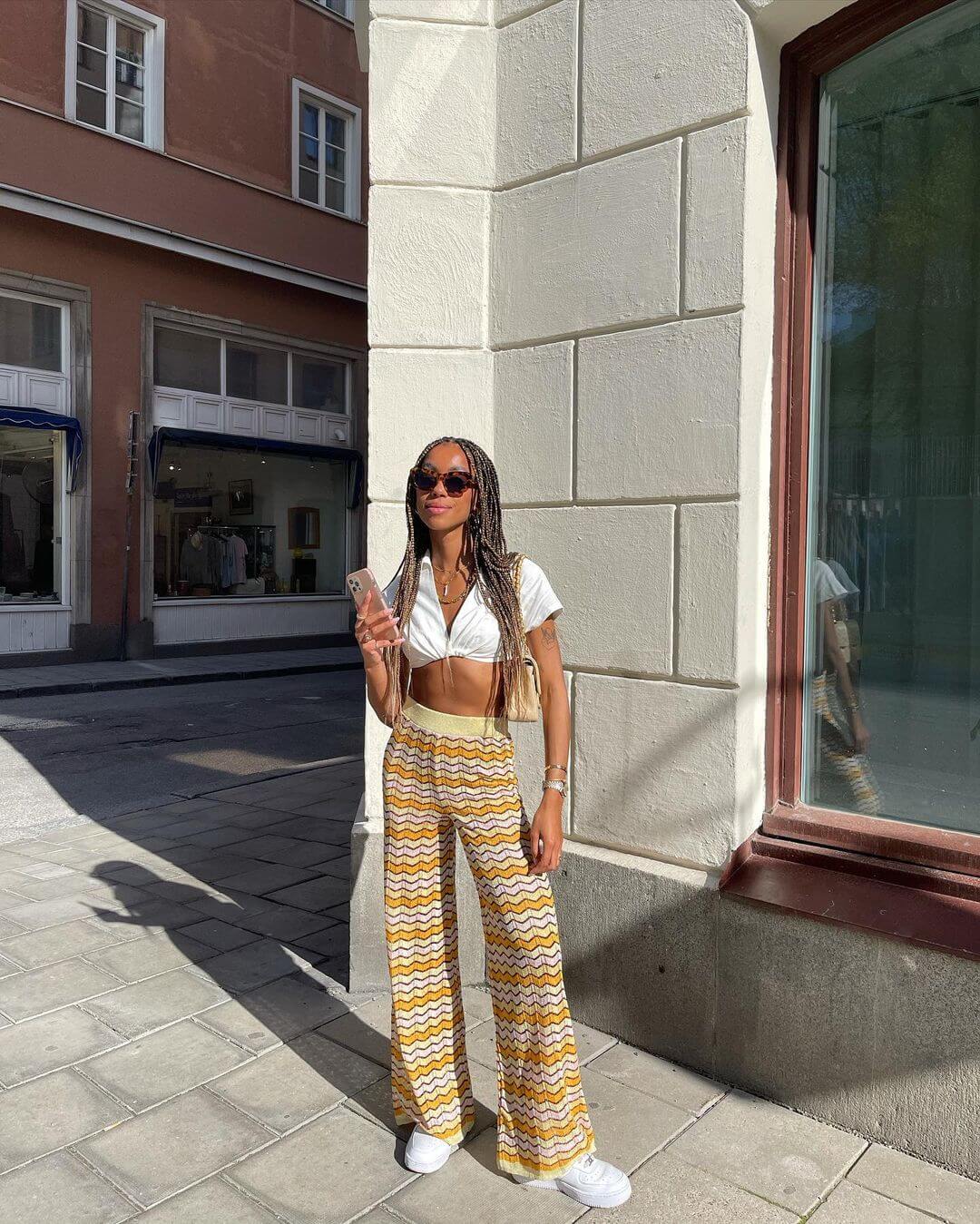 Effortless White Crop Top and Chevron Knit Pants for a Relaxed Vibe Effortless White Crop Top and Chevron Knit Pants for a Relaxed Vibe — Pool Party Outfits 2027