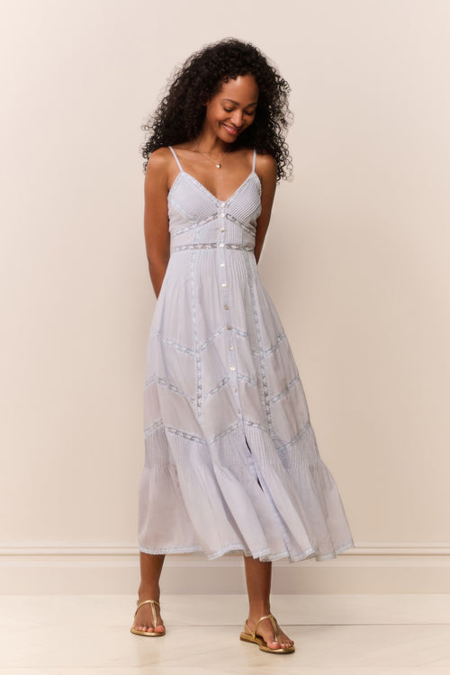 Sweet Simplicity: Striped Midi Dress with Lace Trim — Designer Outfits 2027