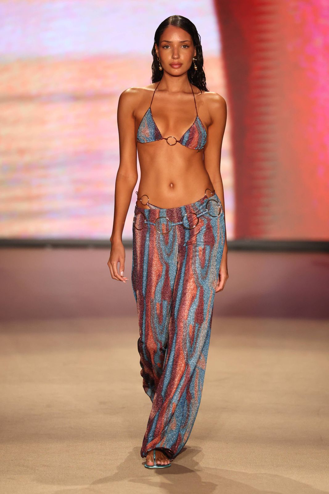 Metallic Bikini Set with Wide-Leg Pants for Resort Metallic Bikini Set with Wide-Leg Pants for Resort — Miami Outfits 2027