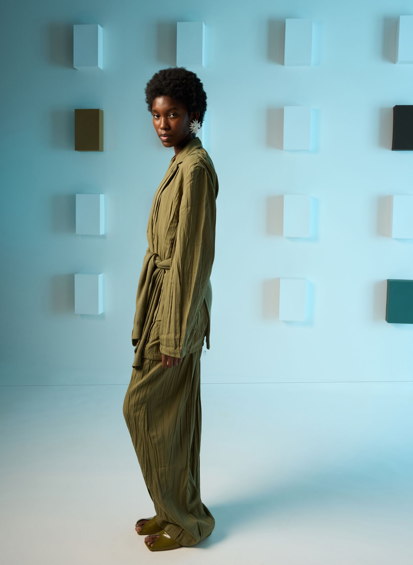 Textured Olive Green Wrap Set for Casual Chic — Minimalist Outfits 2027
