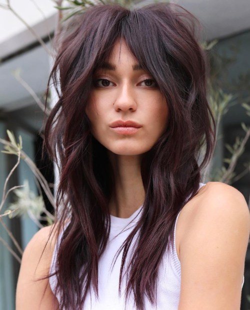 Mid-Back Wolf Cut With Curtain Bangs — Long Wolf Cut 2027