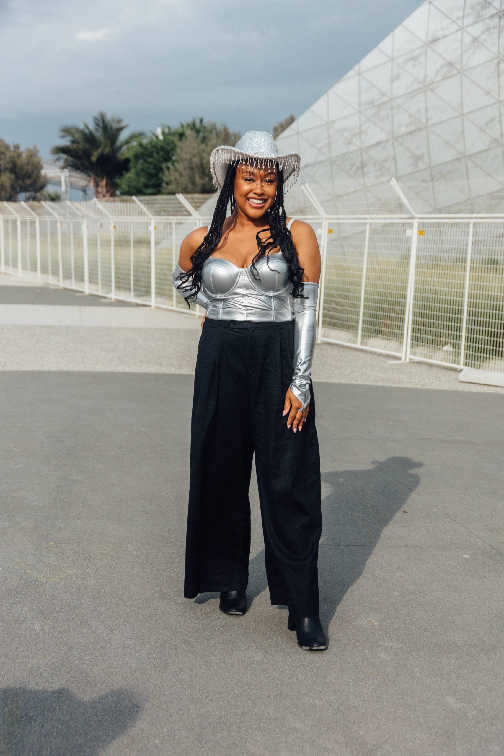 Silver Bustier with Cowboy Hat — Silver Outfits 2027