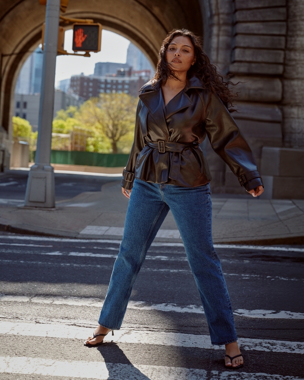 Chic Evening Casual: Abercrombie's Faux Leather Jacket with Denim Chic Evening Casual: Abercrombie's Faux Leather Jacket with Denim — Abercrombie Outfits 2027