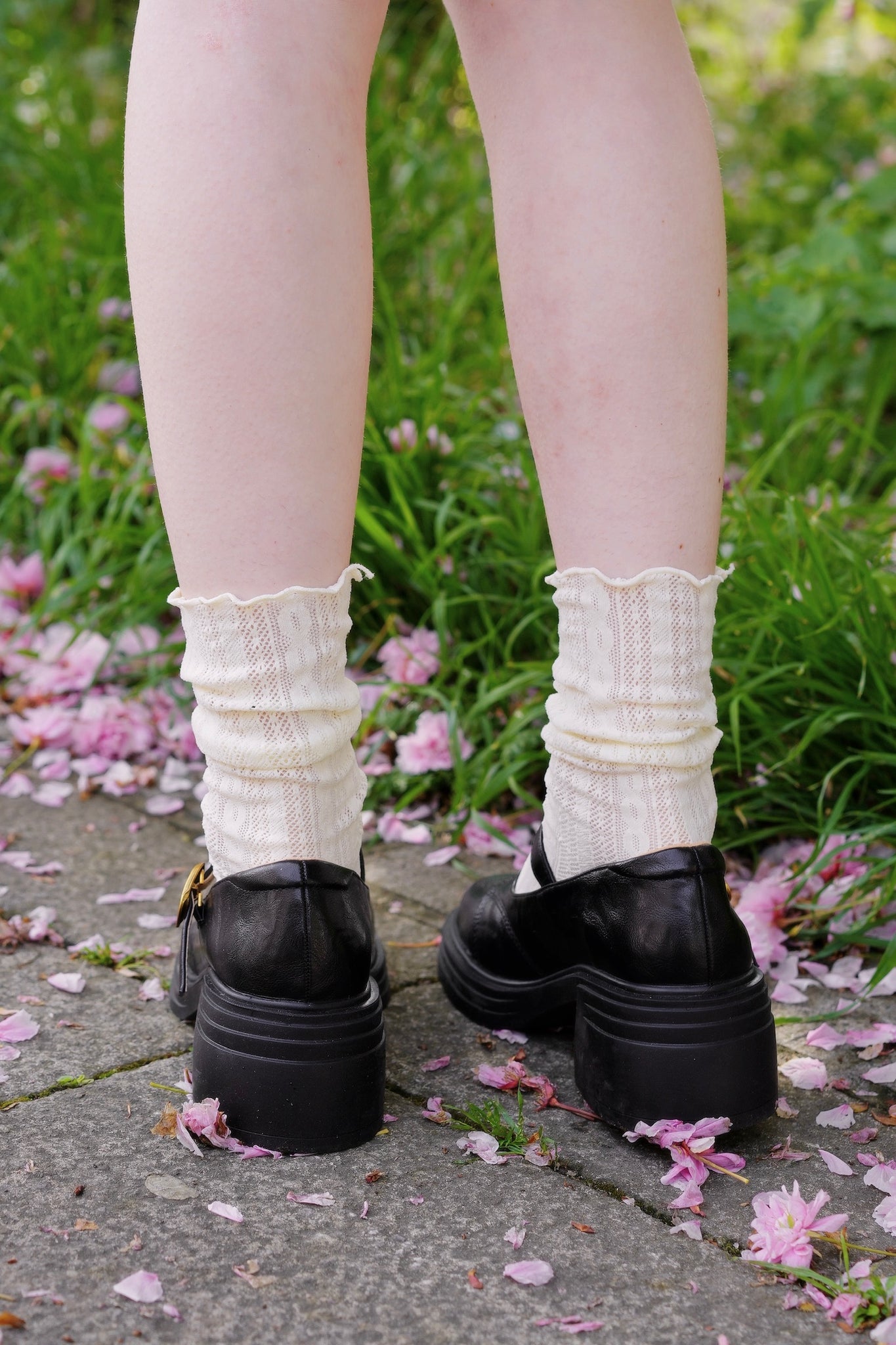 Chunky Soles: Black Mary Janes with White Socks Chunky Soles: Black Mary Janes with White Socks — Platform Heels Outfits 2027