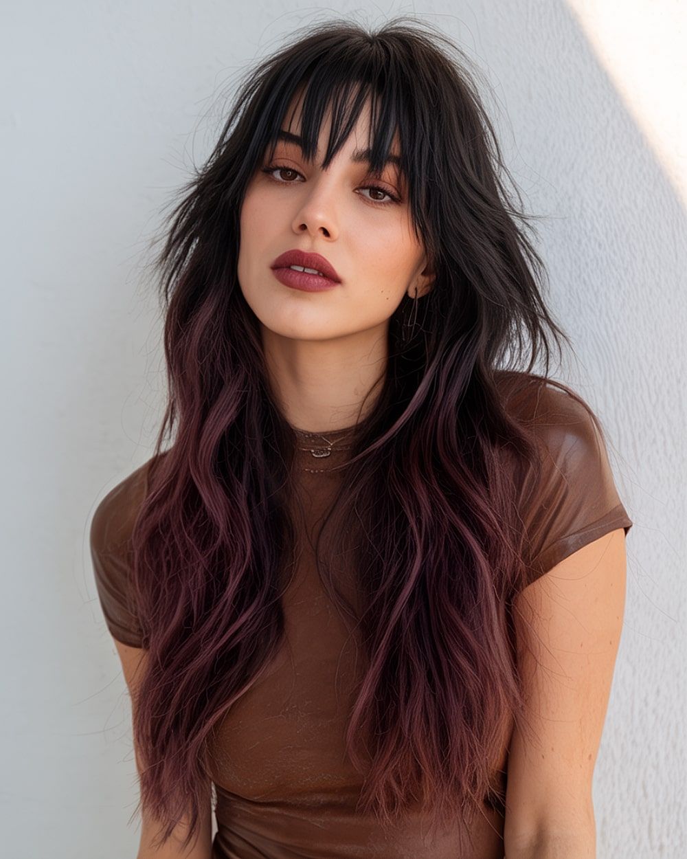 Purple Pink Ombre On Collarbone Shag Purple Pink Ombre On Collarbone Shag — Goth Hair Color 2027
