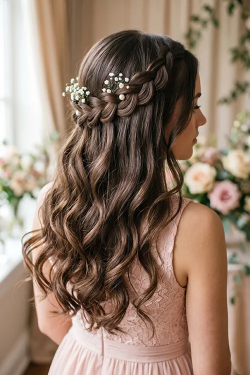 Romantic Braided Crown Half-Up Romantic Braided Crown Half-Up — Prom Hairstyles Braids 2027