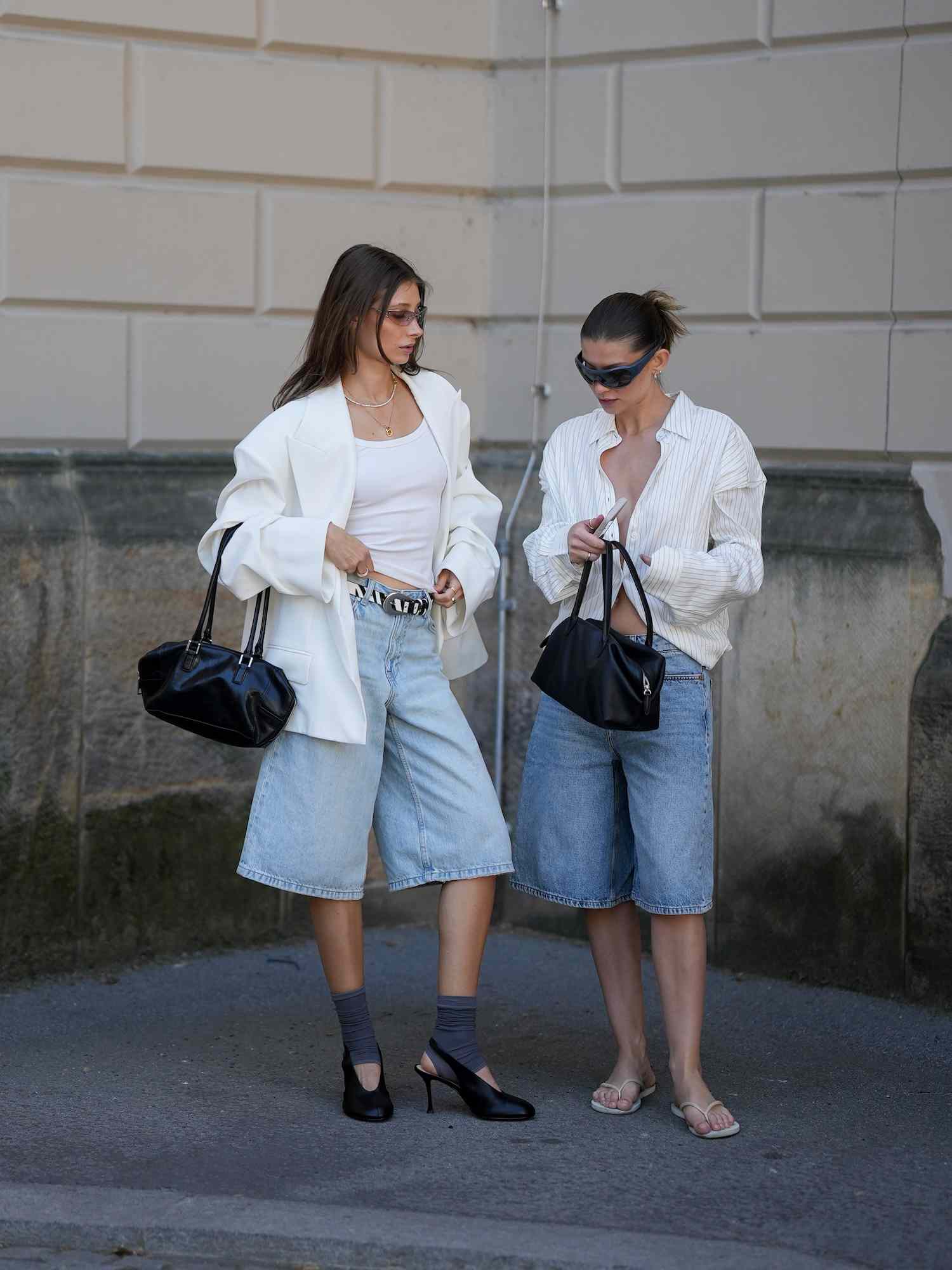 Light Blue Denim Bermuda Shorts Paired with Blazers Light Blue Denim Bermuda Shorts Paired with Blazers — Summer Outfits 2027 with Shorts