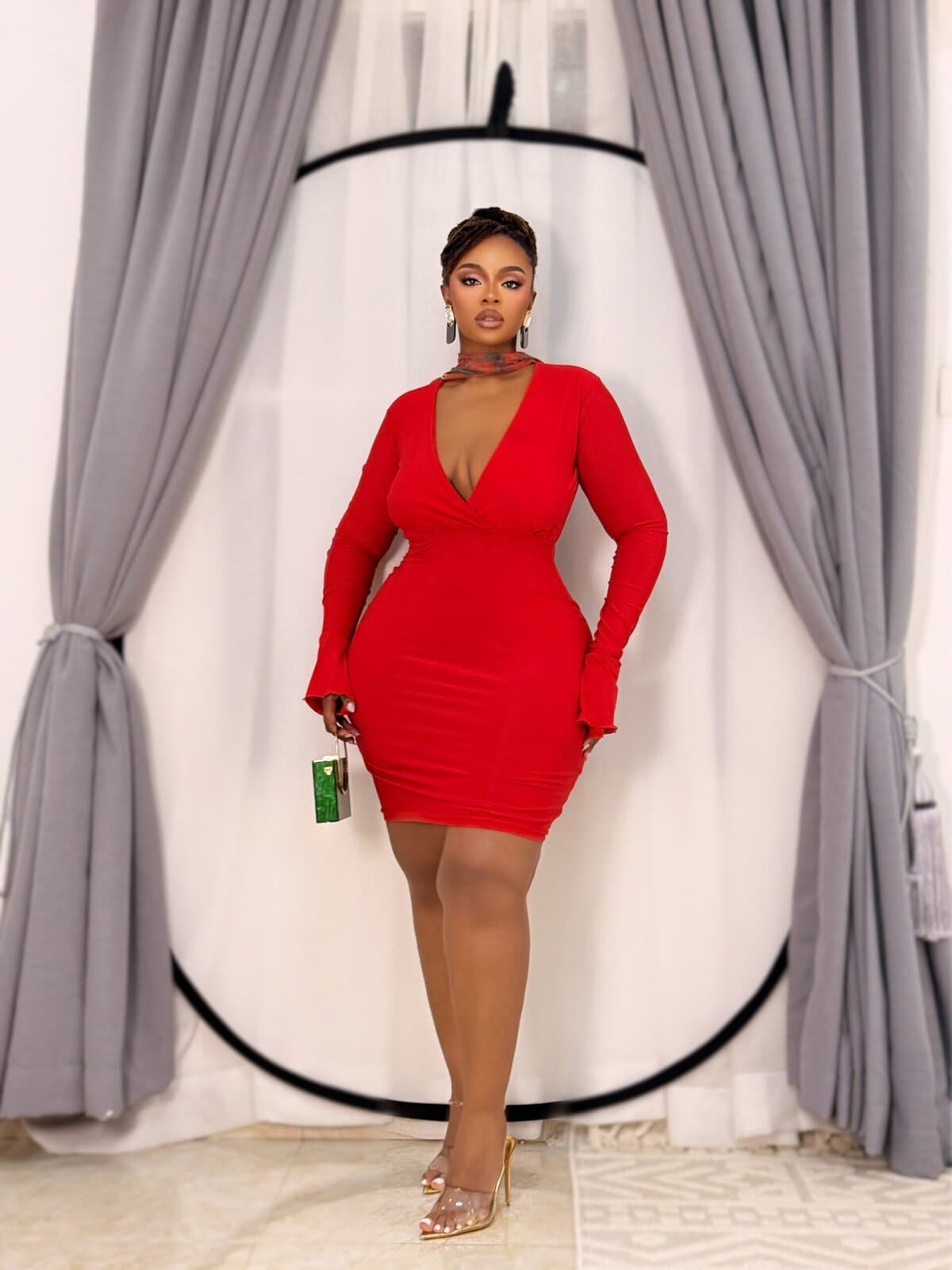 Red Bodycon Dress for Festive Evening Event — Plus Size Thanksgiving Outfits 2026