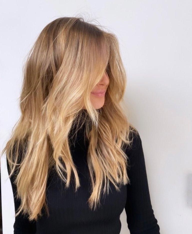 Layers Blonde With Caramel Balayage Highlights — Caramel Blonde Hair 2027