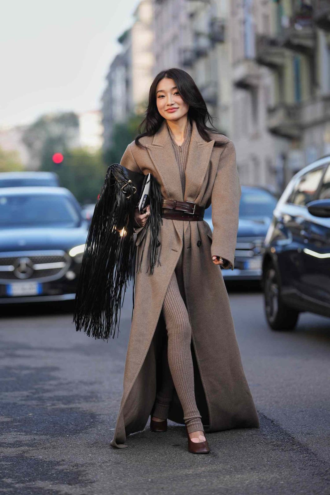 Monochromatic Layers with a Wide Leather Belt Monochromatic Layers with a Wide Leather Belt — Statement Belt Outfits 2027