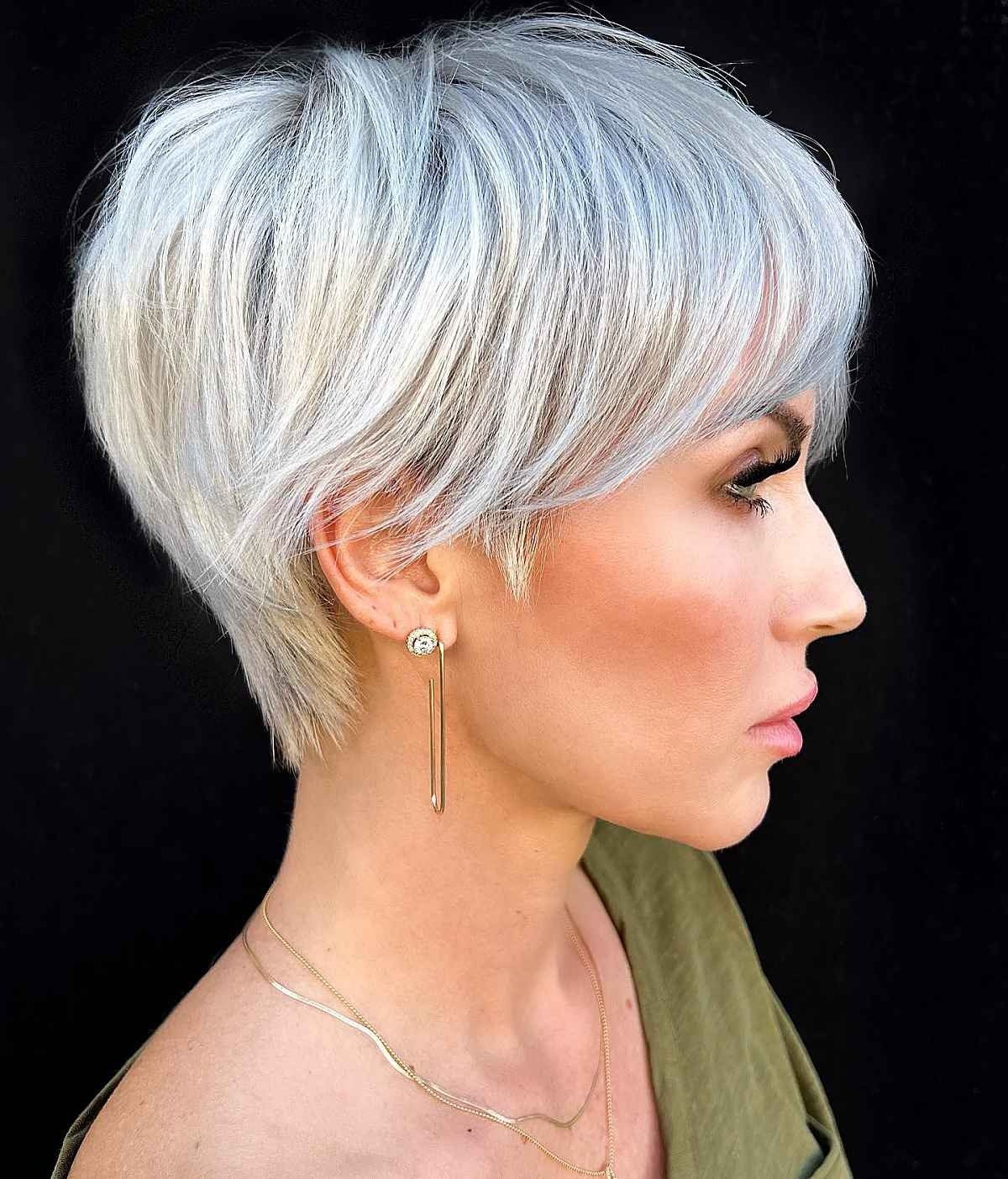 Textured Pixie With Piecey Layers Textured Pixie With Piecey Layers — Gray Blending Pixie 2027