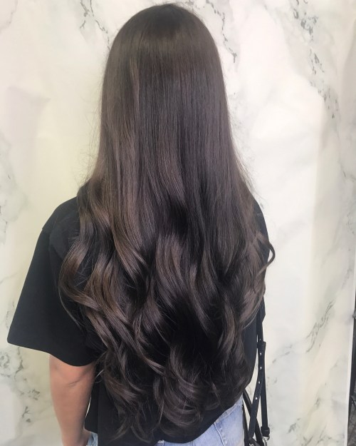 Smooth Dark Brown With Curled Ends Smooth Dark Brown With Curled Ends — Glazed Hair 2027