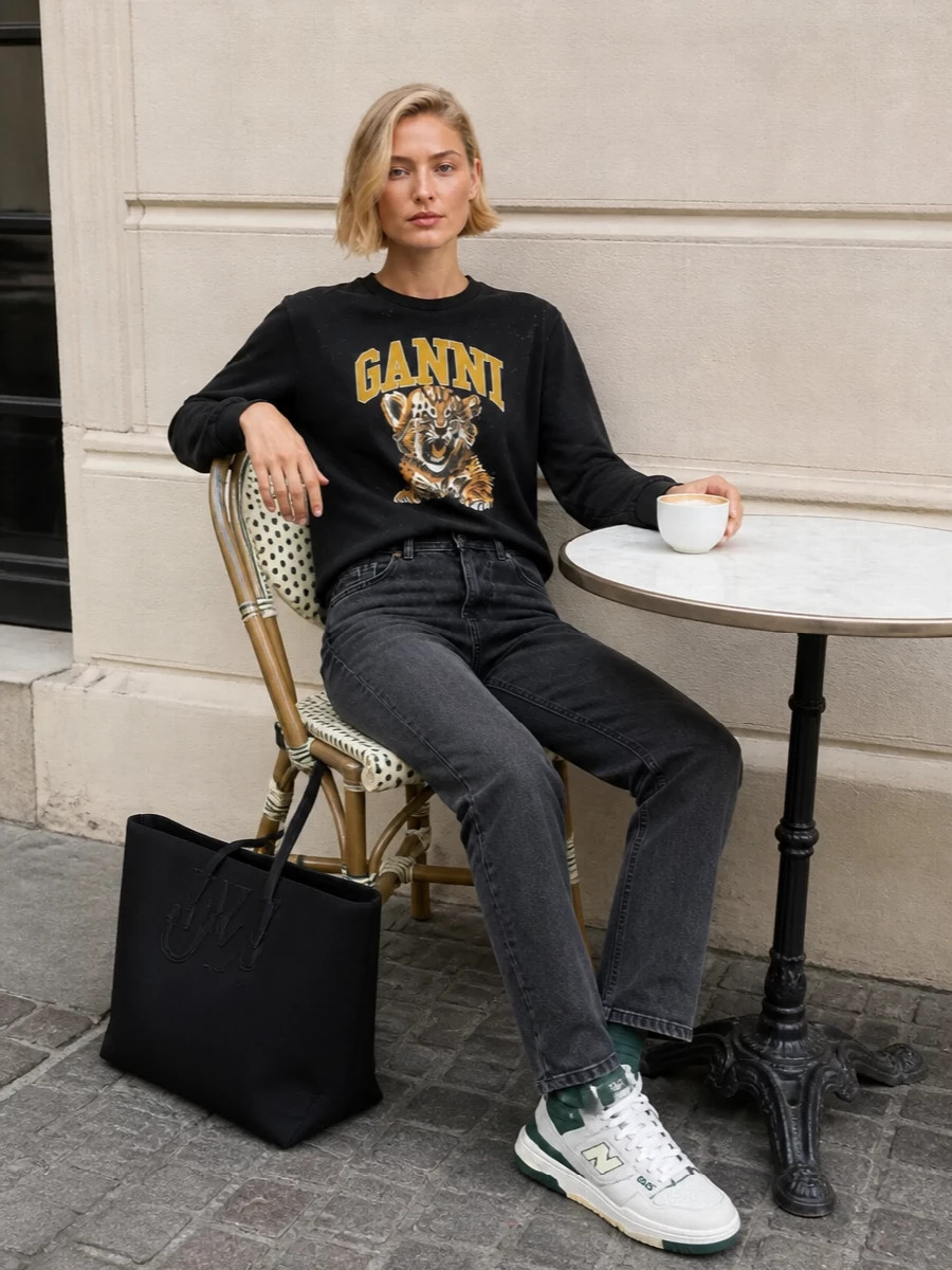 Black Straight Leg Jeans Paired with a Graphic Sweatshirt — Straight Leg Jeans Outfits 2027 with Graphic Tee
