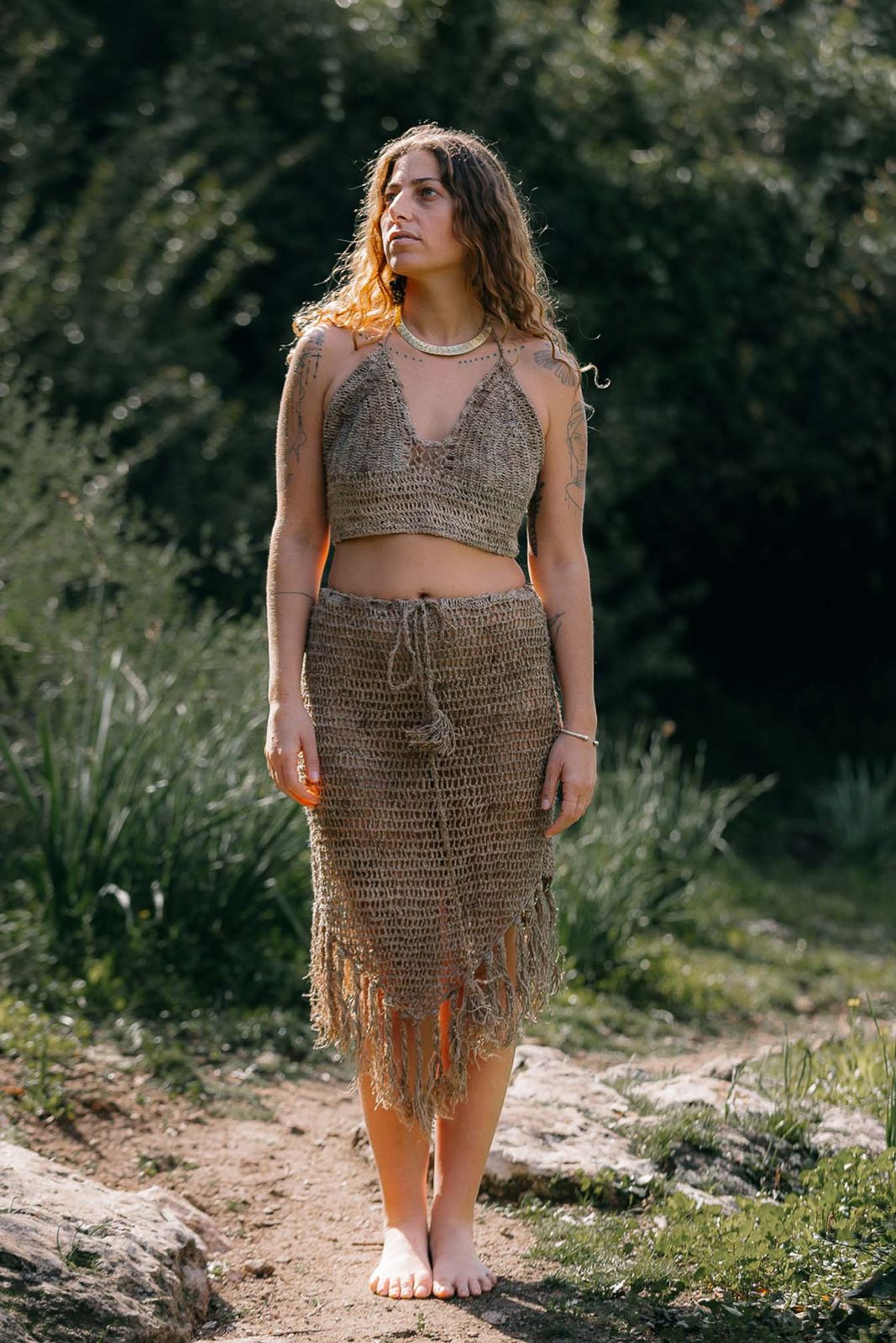 Beige Crochet Two-Piece Set with Fringed Skirt Beige Crochet Two-Piece Set with Fringed Skirt — Boho Crochet Outfits 2027