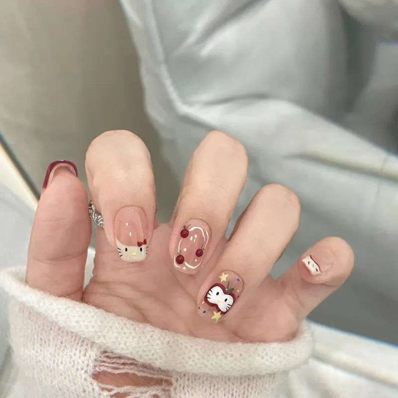 Hello Kitty and Apple Charm Press-On Set Hello Kitty and Apple Charm Press-On Set — Hello Kitty Nails 2027 for Kids