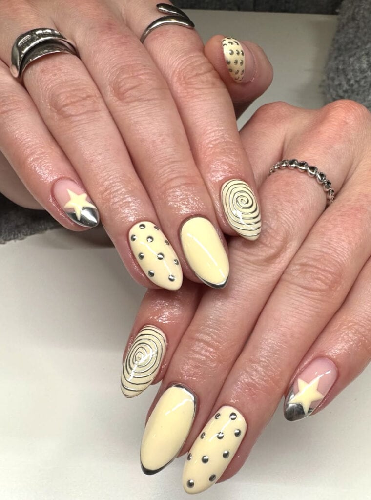 Glossy Metallic Visual Idea — Yellow Nails 2027