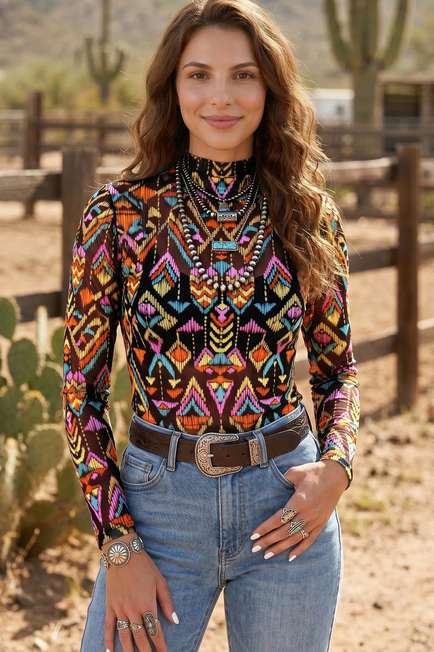 Geometric Print Top: Bold Western Statement Geometric Print Top: Bold Western Statement — Western Outfits 2027