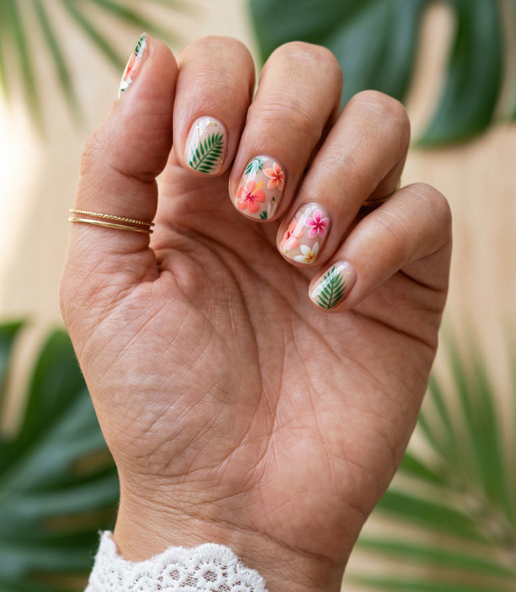 Tropical Floral Short Squares Tropical Floral Short Squares — Summer Nails 2027