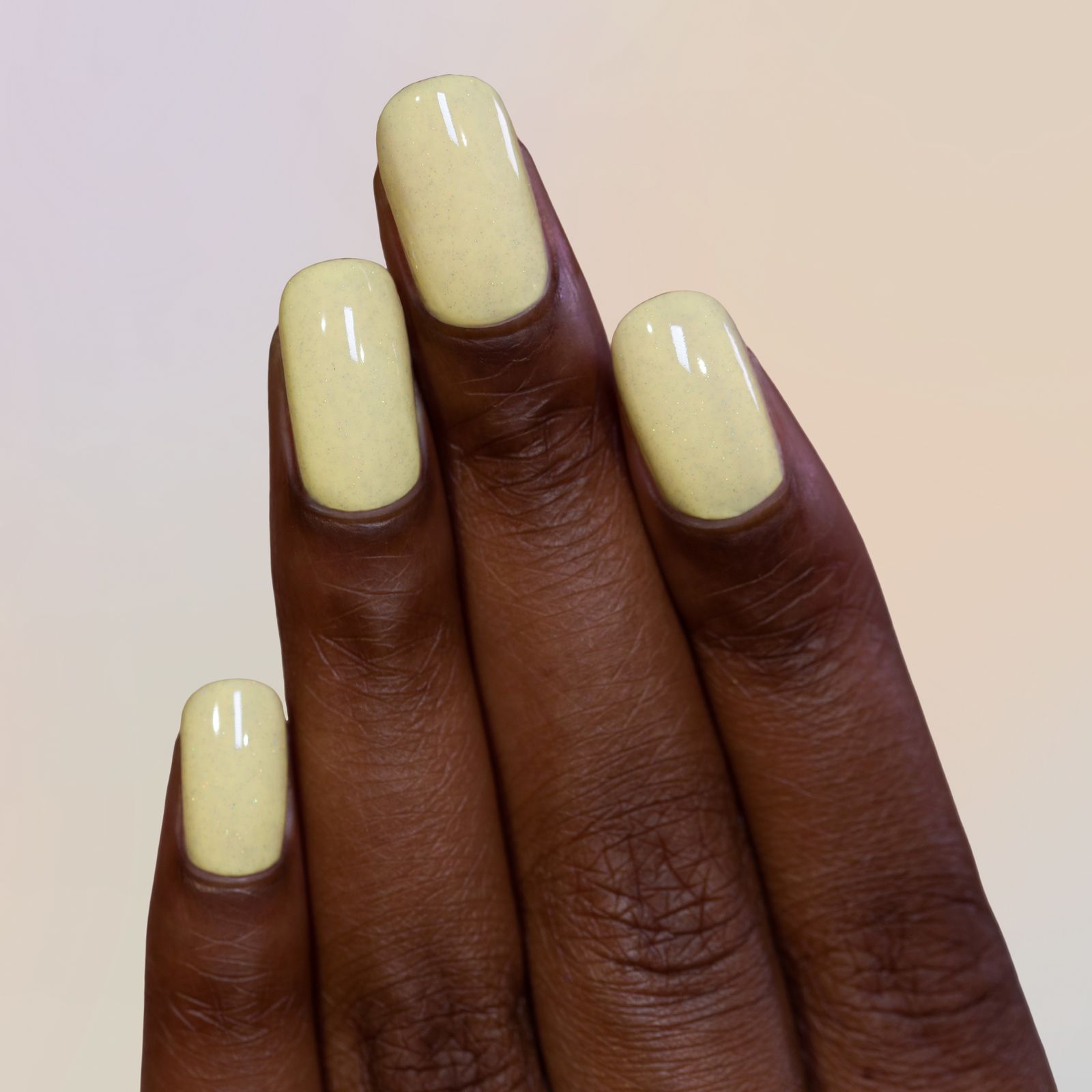 Holographic Shimmer Pale Yellow Nails — Pastel Nails 2027 for Dark Skin