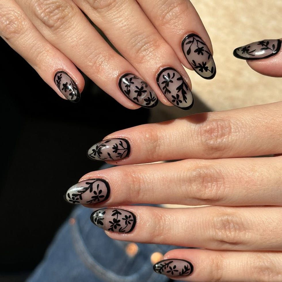 Minimalist Floral Pattern On Sheer Base Visual Idea Minimalist Floral Pattern On Sheer Base Visual Idea — Nails 2027 for Wide Nail Beds