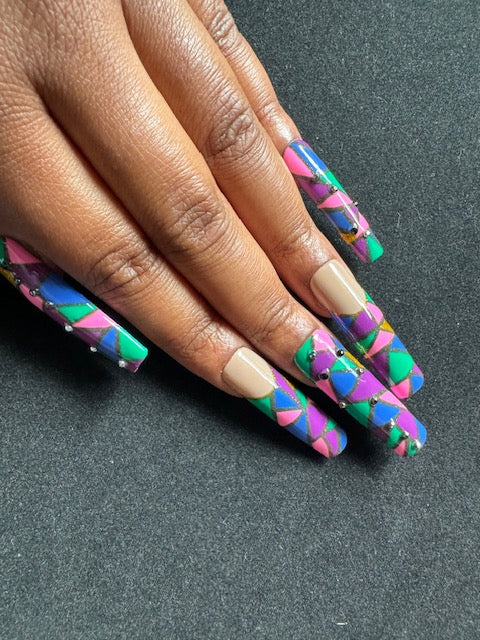Geometric Color Block Square Nails Geometric Color Block Square Nails — Long Nails 2027