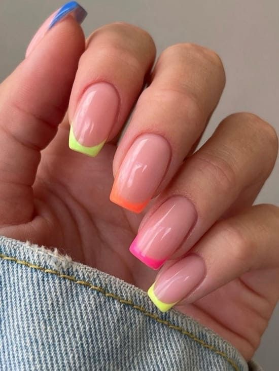 Neon French Tips On All Visible Nails Visual Idea Neon French Tips On All Visible Nails Visual Idea — Neon Acrylic Nails 2027
