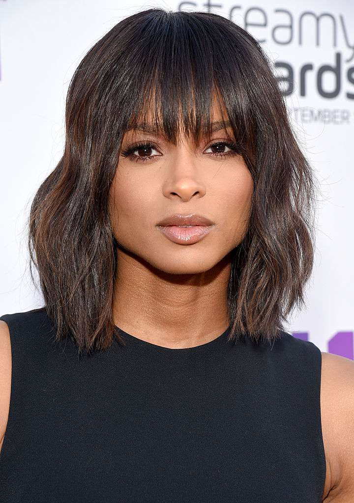 Dark Brown Lob With Wispy Bangs Dark Brown Lob With Wispy Bangs — Black Bangs 2027