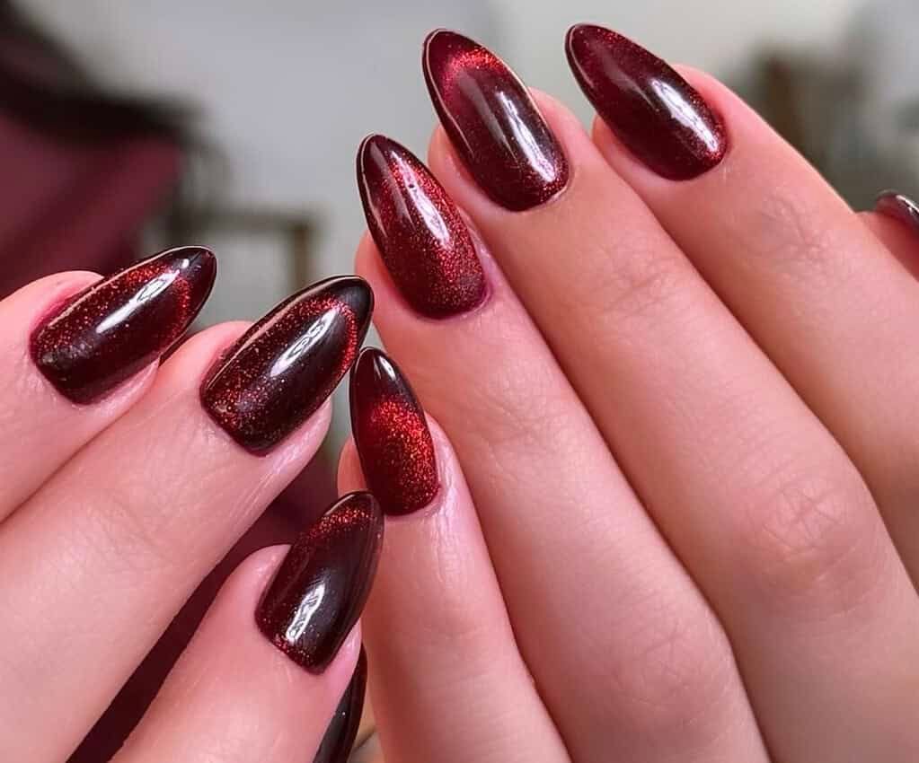 Burgundy Nude Pink With Gold Stars — Burgundy Nails 2027