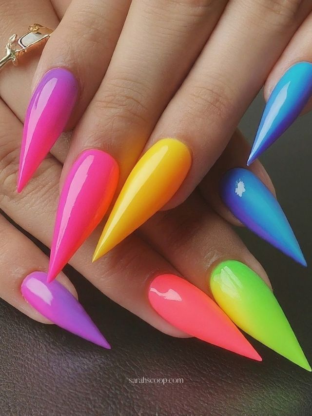 Both Hands Visual Idea Both Hands Visual Idea — Neon Stiletto Nails 2027