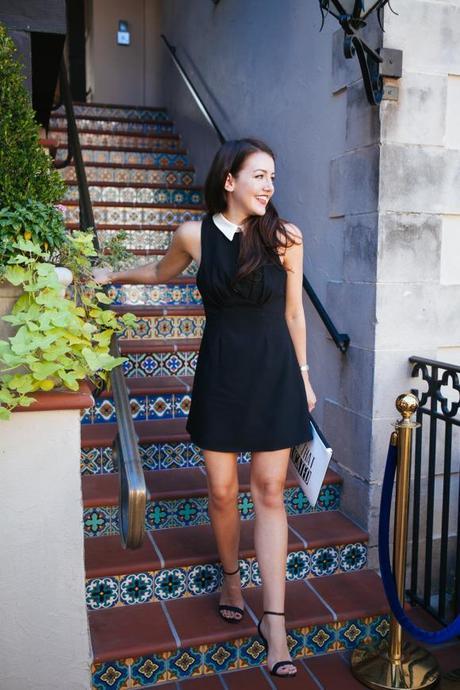 Classic Night Out: Black Dress with White Collar Detail — Dallas Outfits 2027