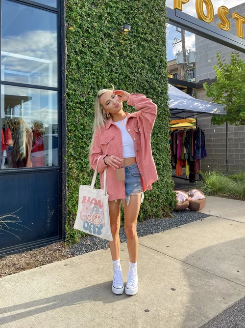 Oversized Shacket and Platform Sneakers — Spring Denim Shorts Outfits 2027