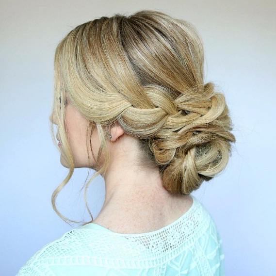 Textured Reddish Brown Braided Bun Textured Reddish Brown Braided Bun — Braided Bun 2027