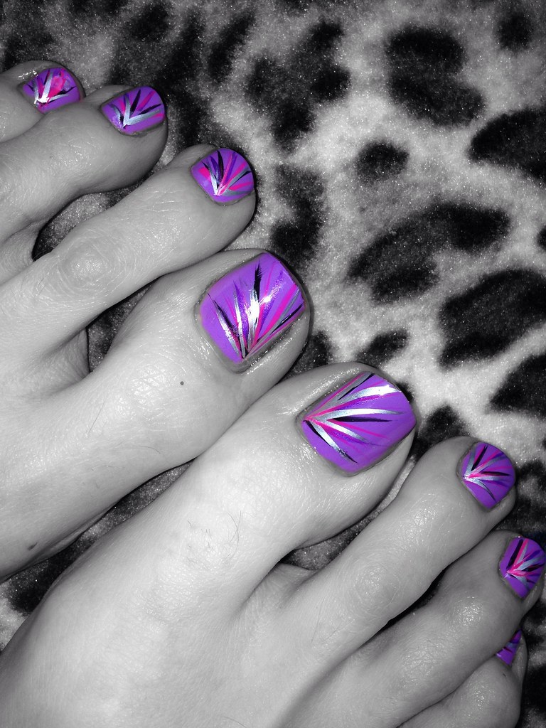 Vibrant Purple with Abstract Art — Purple Toe Nails 2027