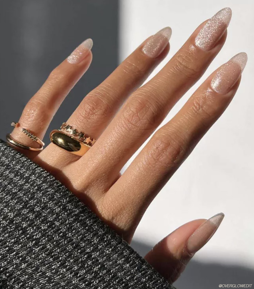 Sheer Nude with Subtle Silver Tip Glitter Sheer Nude with Subtle Silver Tip Glitter — Glitter Nails 2027