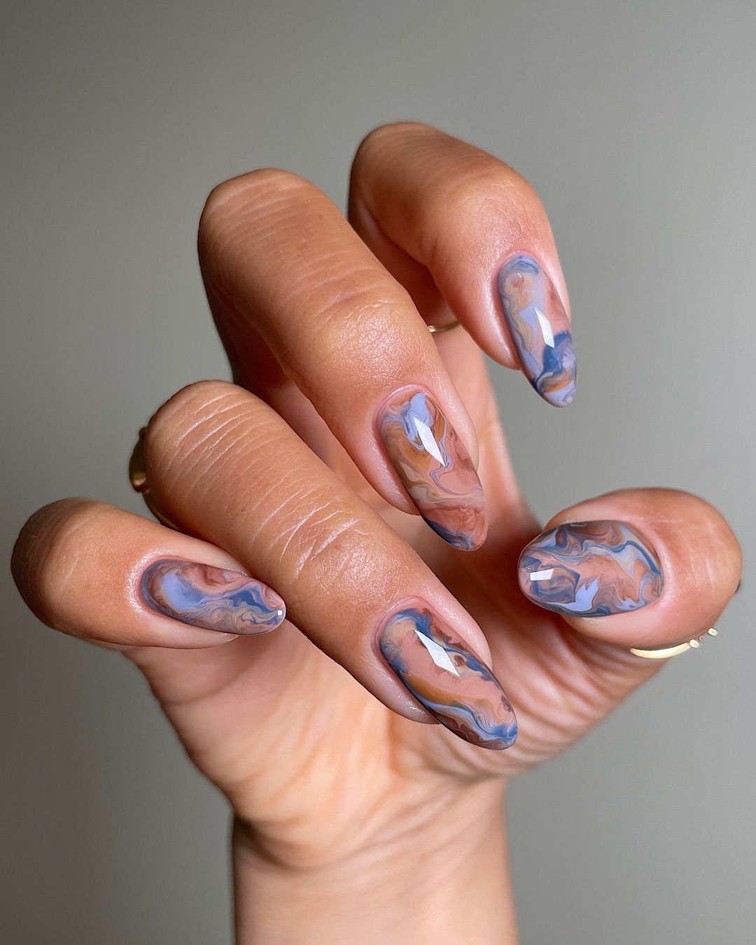 Marble Effect On All Nails Visual Idea — Birthday Nails Almond 2027