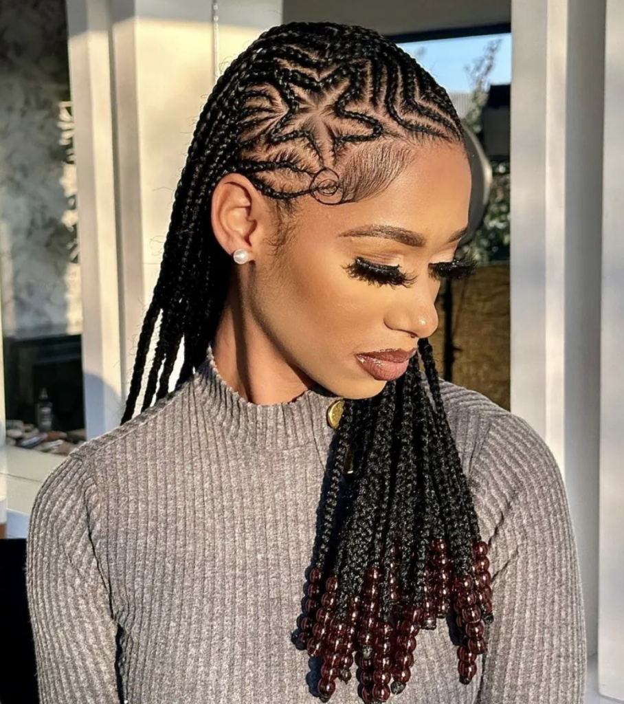 Geometric Braided Pigtails with Beads — Holiday Party Hairstyles 2026