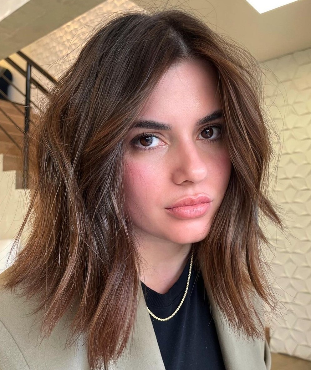 Collarbone Bob With Curtain Bangs Collarbone Bob With Curtain Bangs — Bob 2027 for Long Face