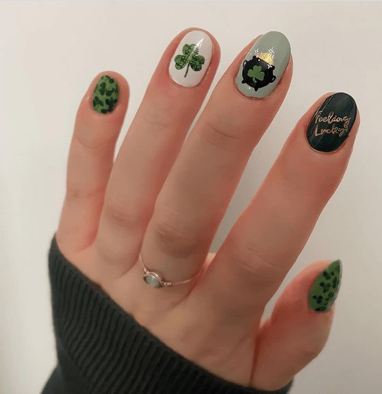 Matte Green Swirls and Clovers Matte Green Swirls and Clovers — Lucky Nails 2027