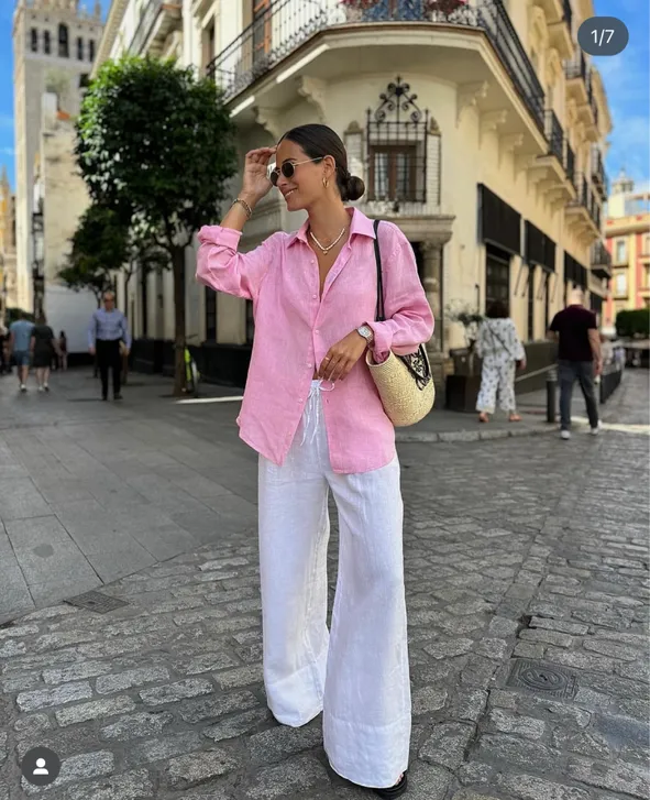 Chic City Look: Oversized Linen Shirt and Wide-Leg Pants Chic City Look: Oversized Linen Shirt and Wide-Leg Pants — Europe Outfits 2027