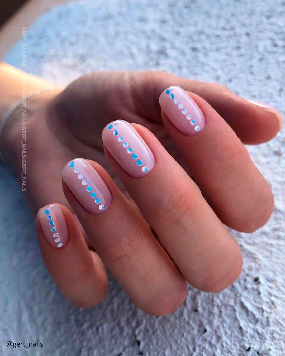 Sheer Pink with Rhinestone Accent Nails Sheer Pink with Rhinestone Accent Nails — Date Night Nails 2027