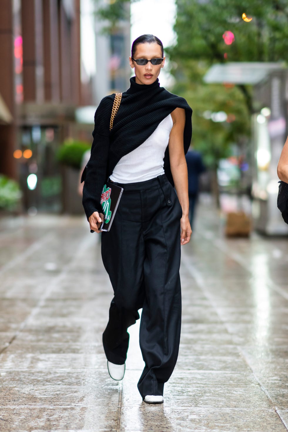 Effortless Drape: Black Sweater Over Shoulder Effortless Drape: Black Sweater Over Shoulder — Sweatshirt Outfits 2027
