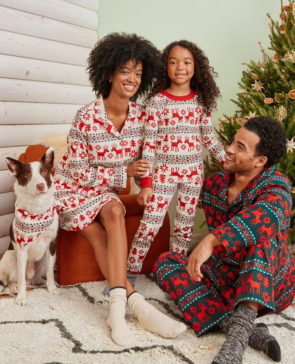 Red And Cream Reindeer Print Sleepwear Red And Cream Reindeer Print Sleepwear — Matching Family Christmas Outfits 2026