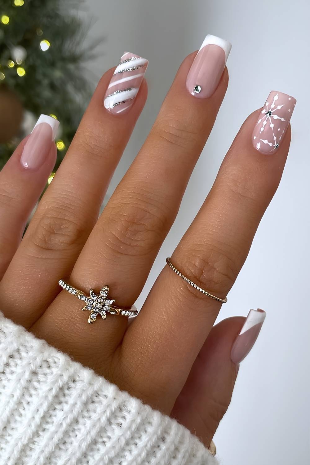 Glossy Visual Idea — White Christmas Nails 2026