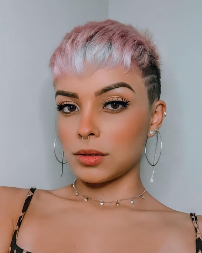 Pink and White Pixie With Undercut Pink and White Pixie With Undercut — Two Tone Pixie 2027