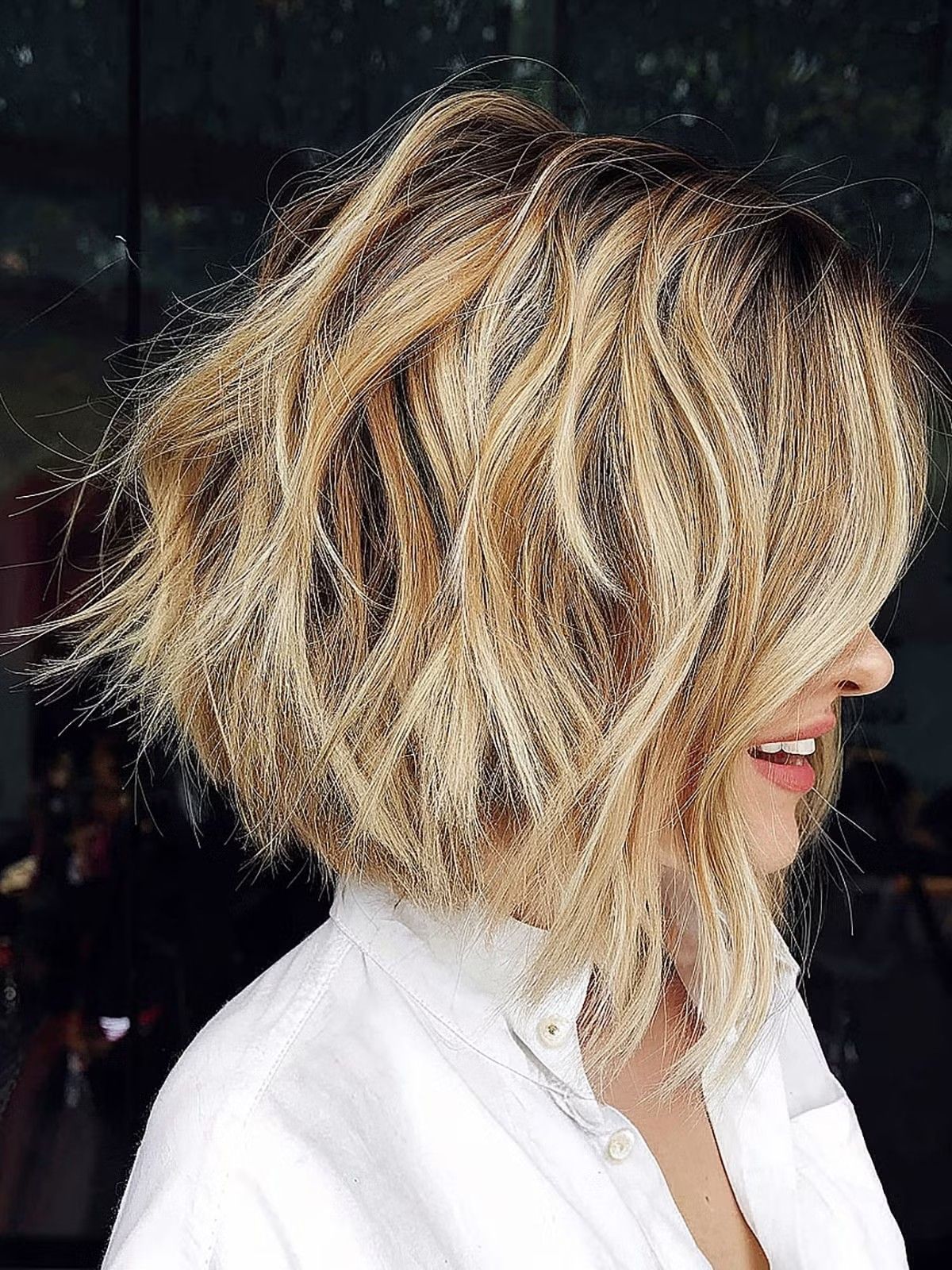 Choppy Bob With Wavy Balayage — Chunky Highlights Bob 2027