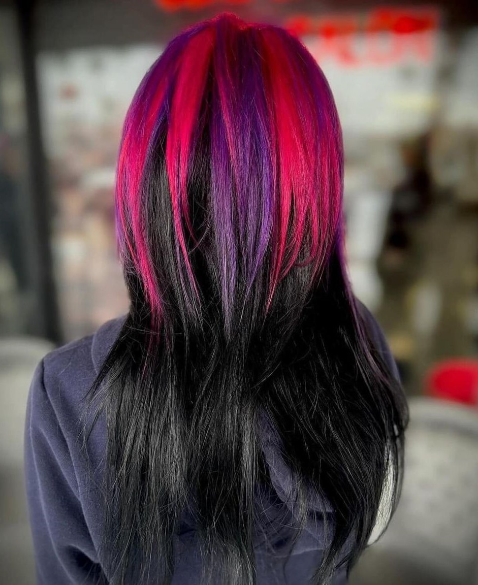 Black Shag With Pink Purple Streaks — Alt Hairstyles 2027
