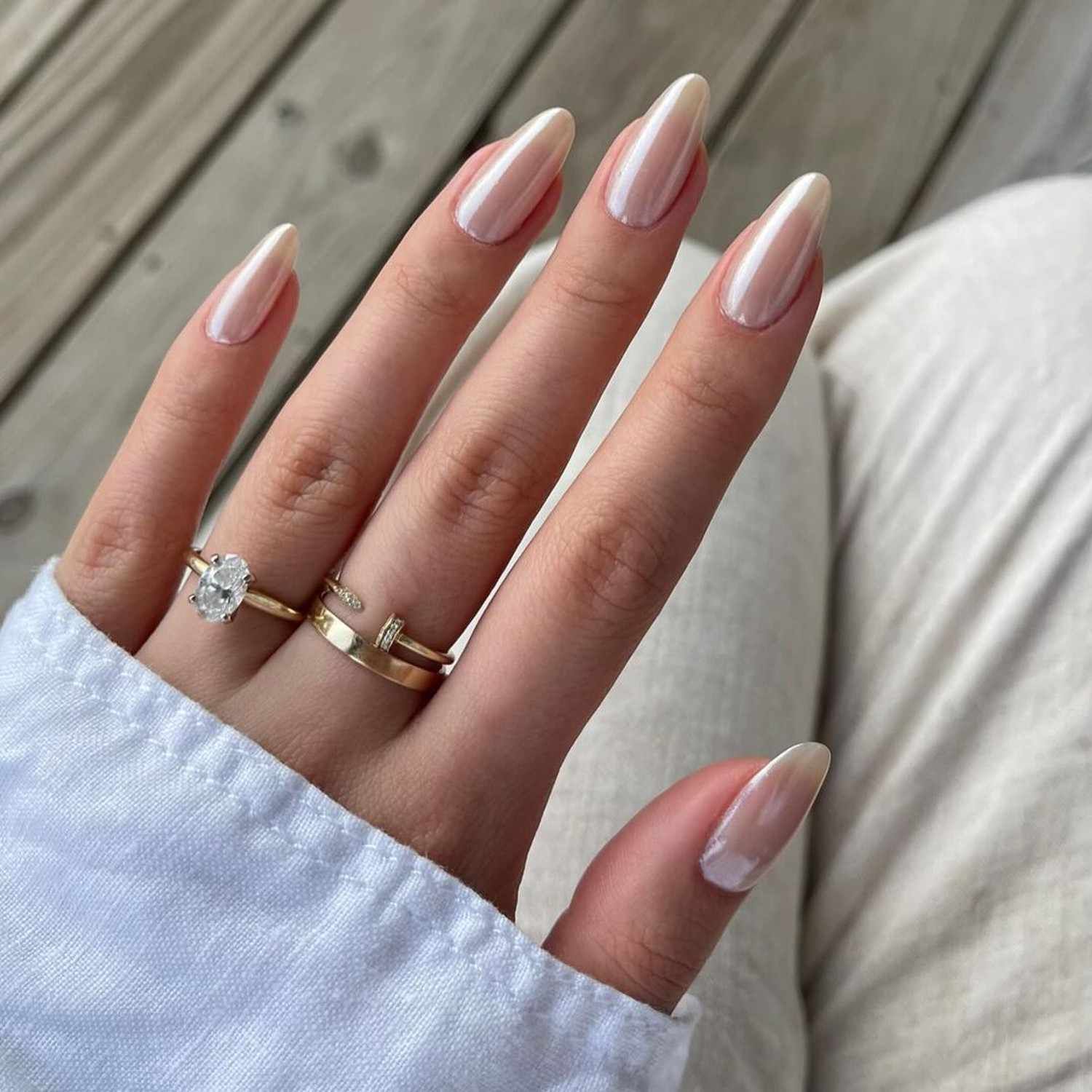 Glossy Iridescent Visual Idea Glossy Iridescent Visual Idea — Long Wedding Nails 2027