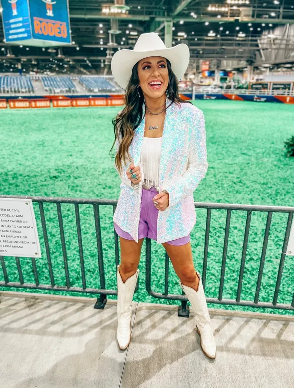 Sequin Blazer and Cowboy Boots for a Farm Event Extravaganza Sequin Blazer and Cowboy Boots for a Farm Event Extravaganza — Farm Outfits 2027